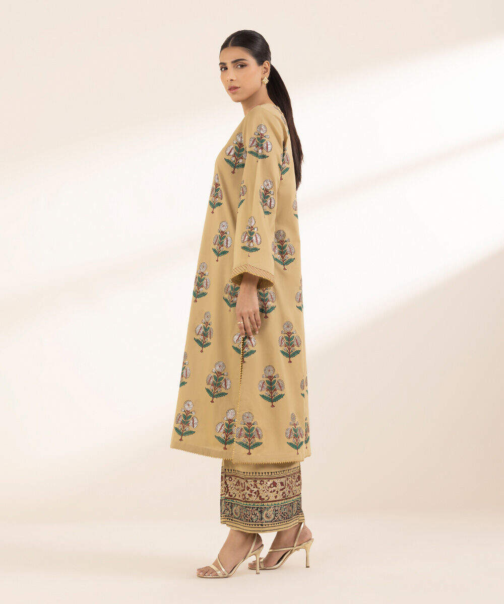 Women's RTW Lawn Brown Printed A-Line Shirt