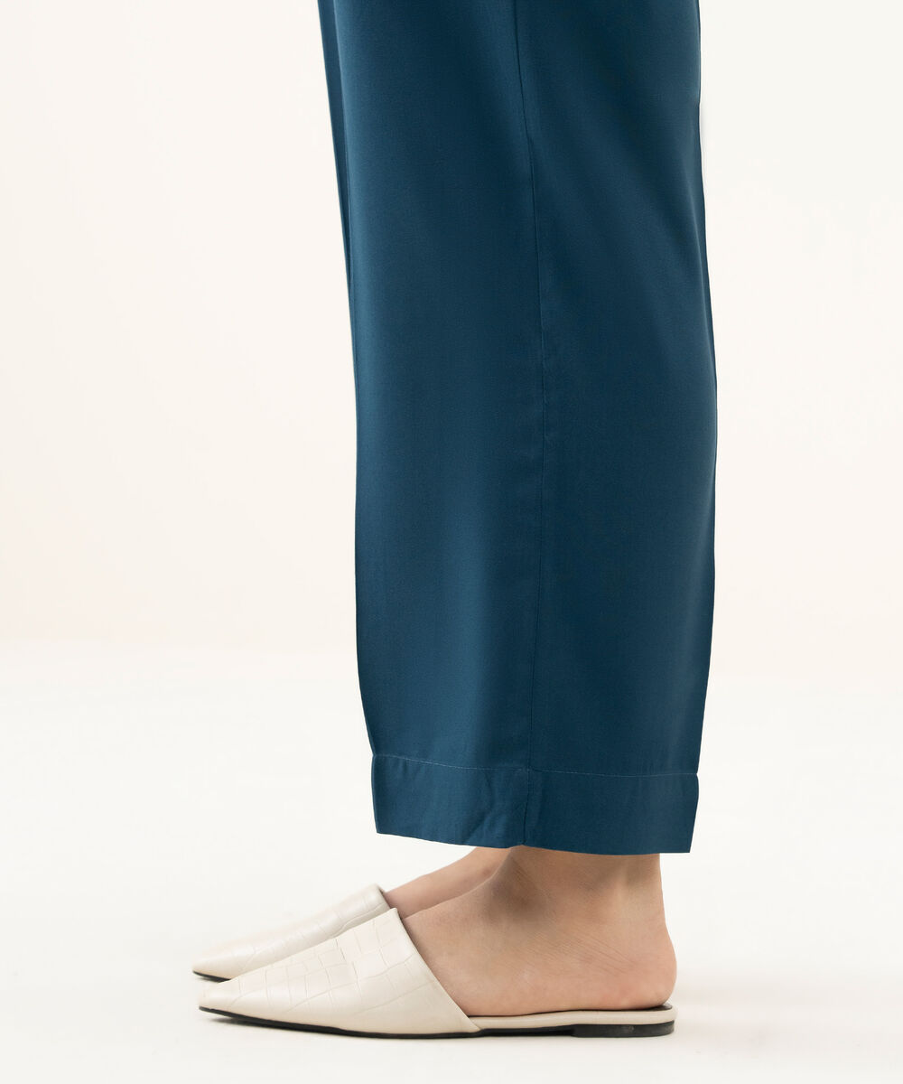 Women's RTW Linen Teal Dyed Straight Pants