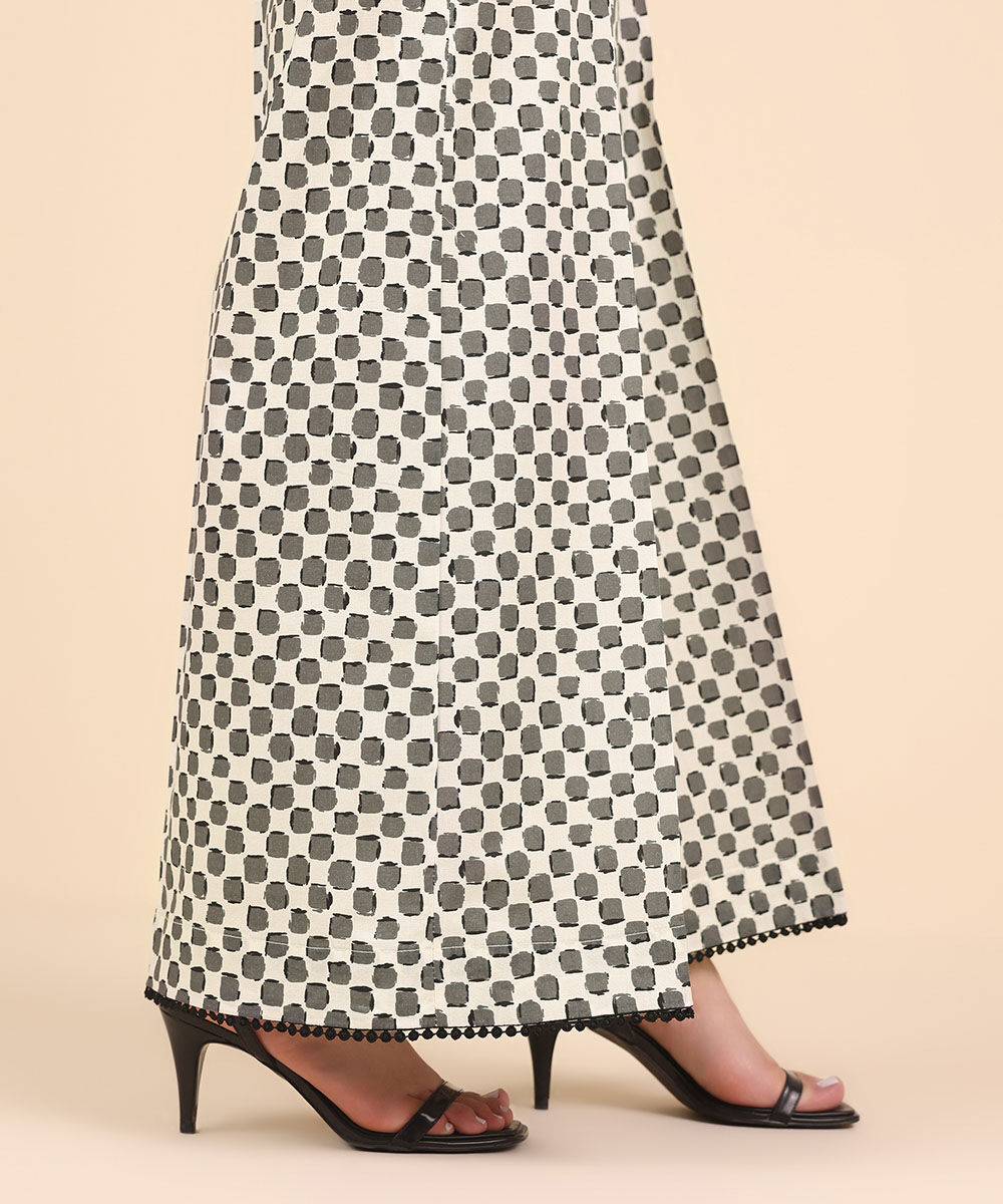 Women's Pret Cambric Black Printed Flared Pants