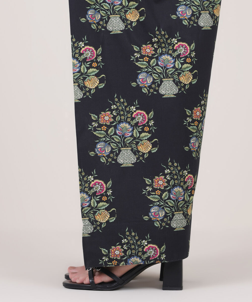 Women's RTW Cambric Black Printed Farshi Shalwar