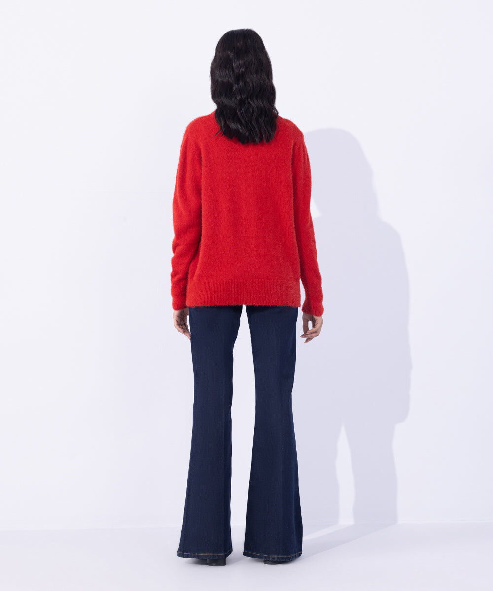 Woman - Red Soft Touch Knit Cardigan