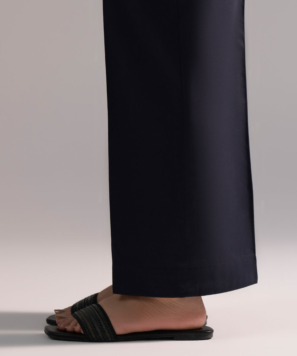 Women's RTW Cambric Solid Black Straight Pants