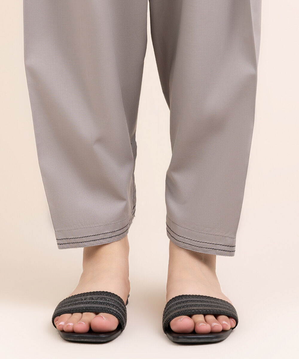 Woman - Grey Solid Cambric Shalwar