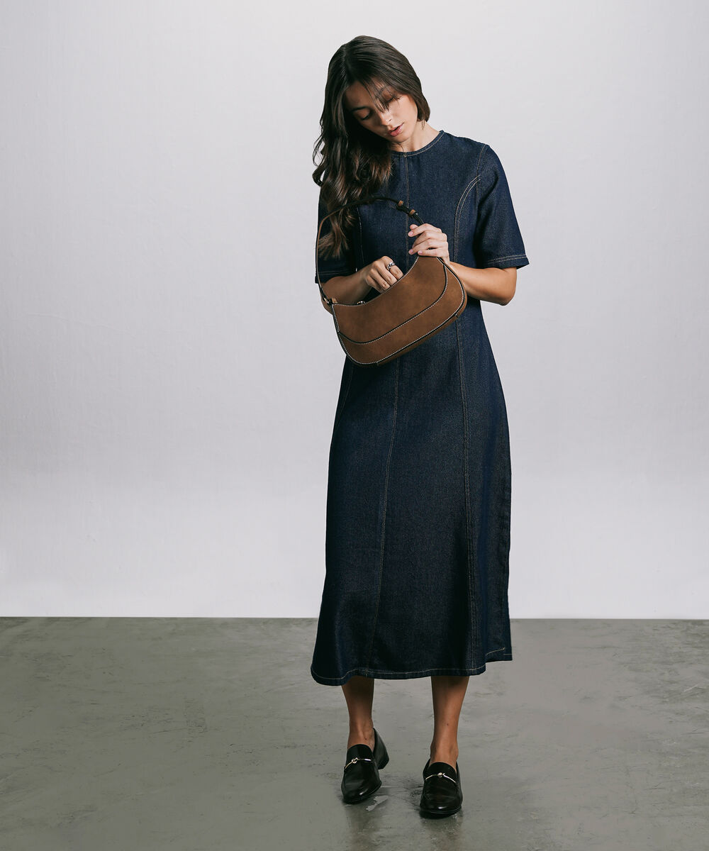 Women's Western Wear Blue Flared Denim Dress