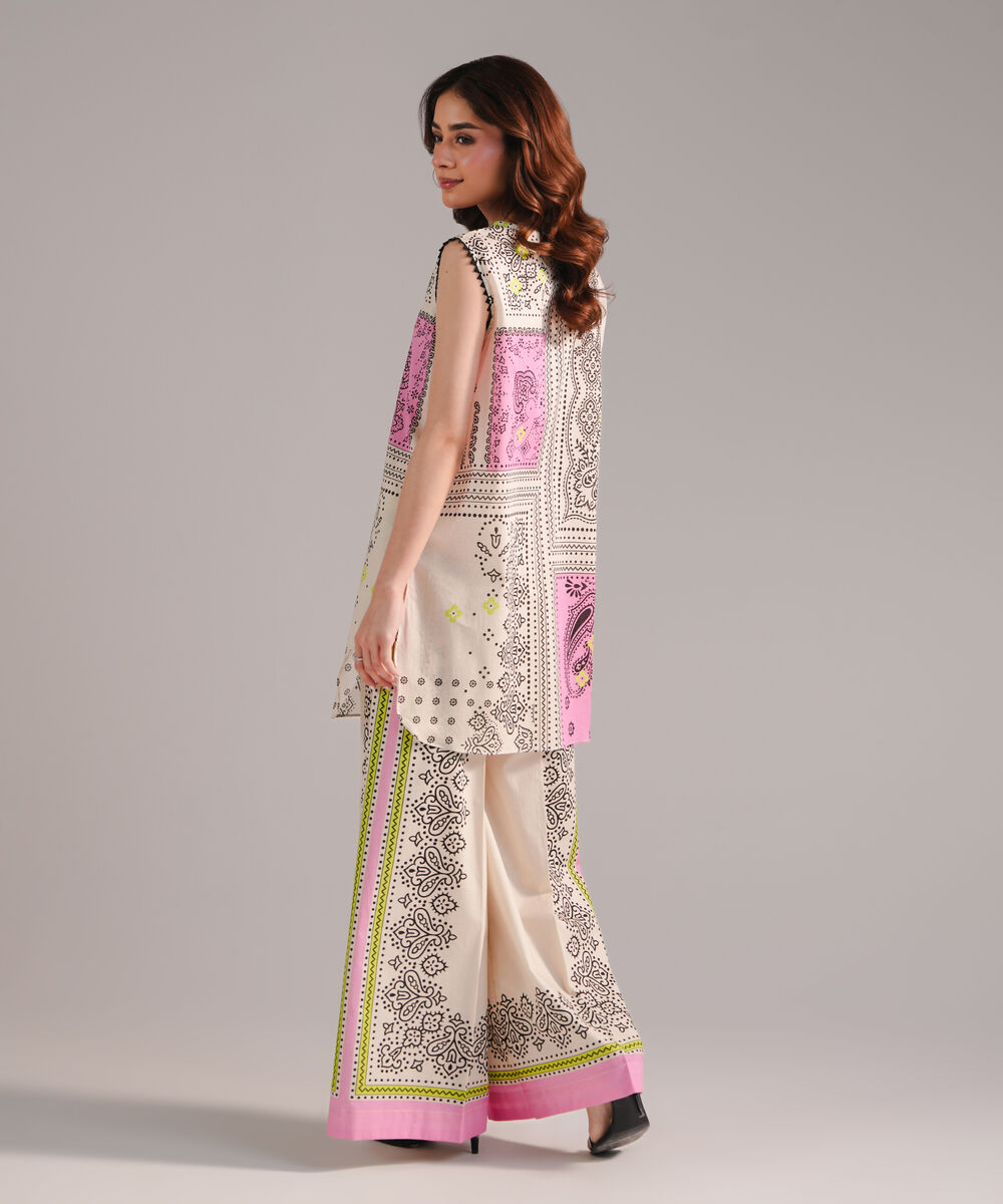 Women's RTW Lawn Printed Beige Straight Shirt