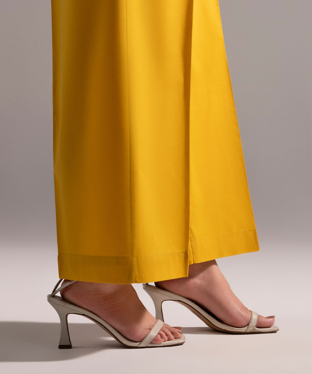 Women's RTW Cambric Solid Yellow Culottes