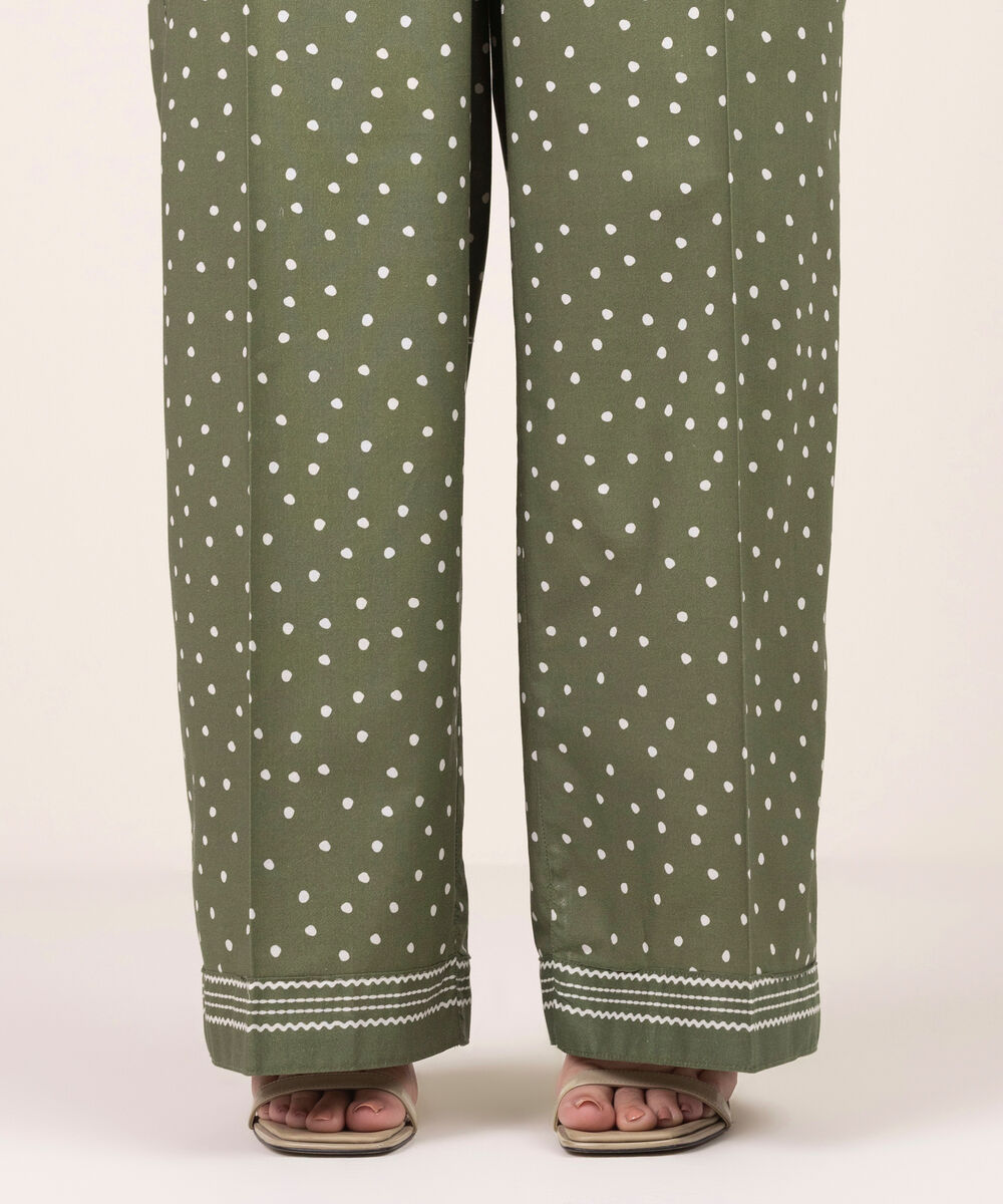 Women's RTW Lawn Printed Green Culottes