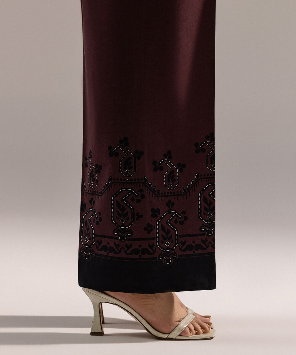 Women's RTW Cambric Printed Brown Straight Pants