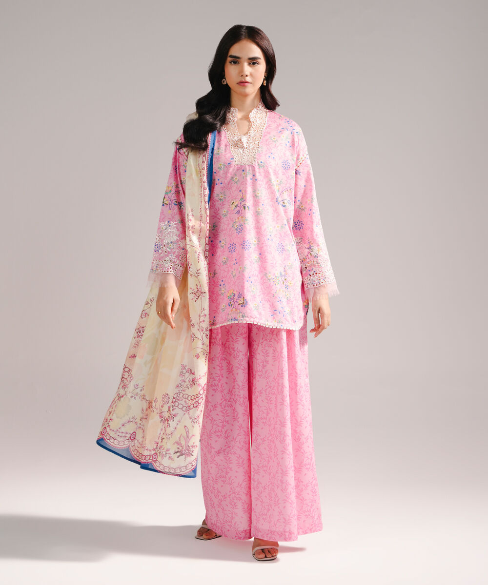 Lawn Printed Pale Yellow Dupatta