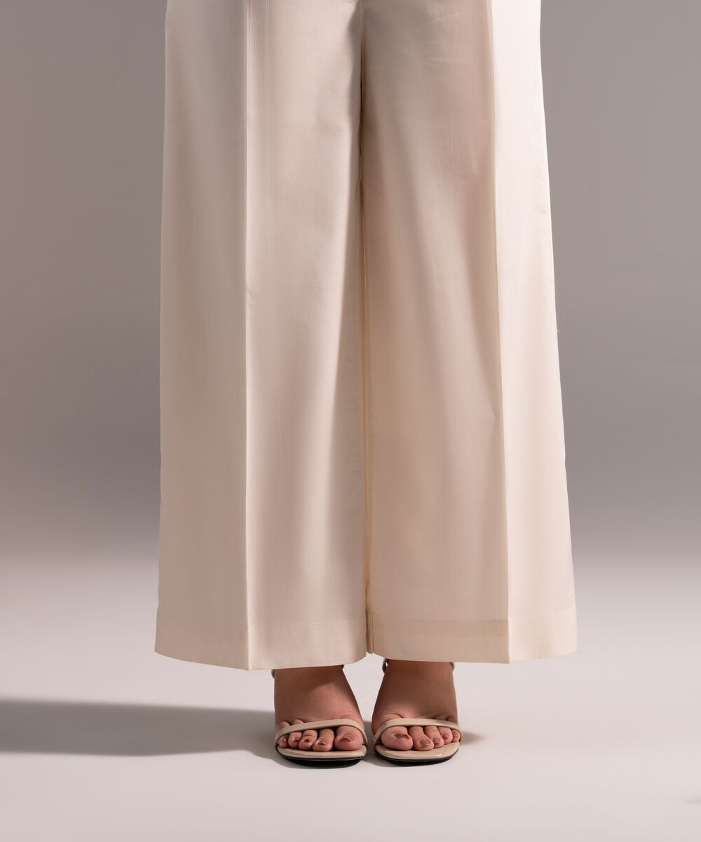 Women's RTW Cambric Solid Off White Culottes