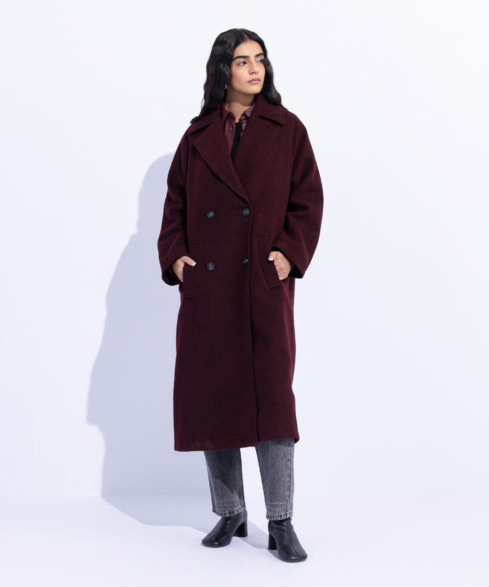 Woman - Red Oversized Raglan Coat