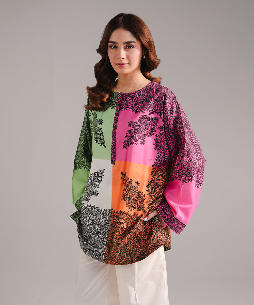 Women's RTW Cambric Printed Multi Straight Shirt