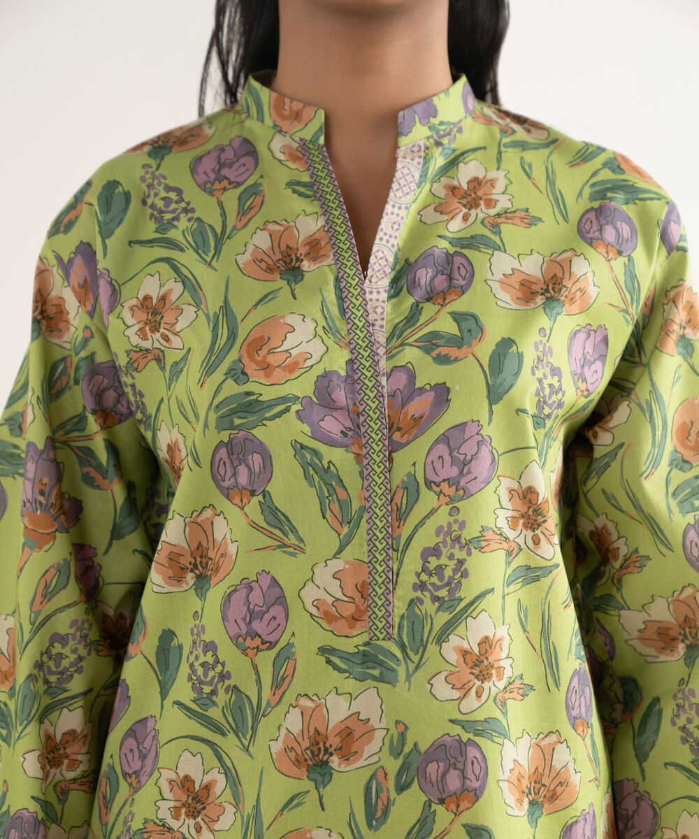 Women's Unstitched Lawn Printed Green 2 Piece Suit