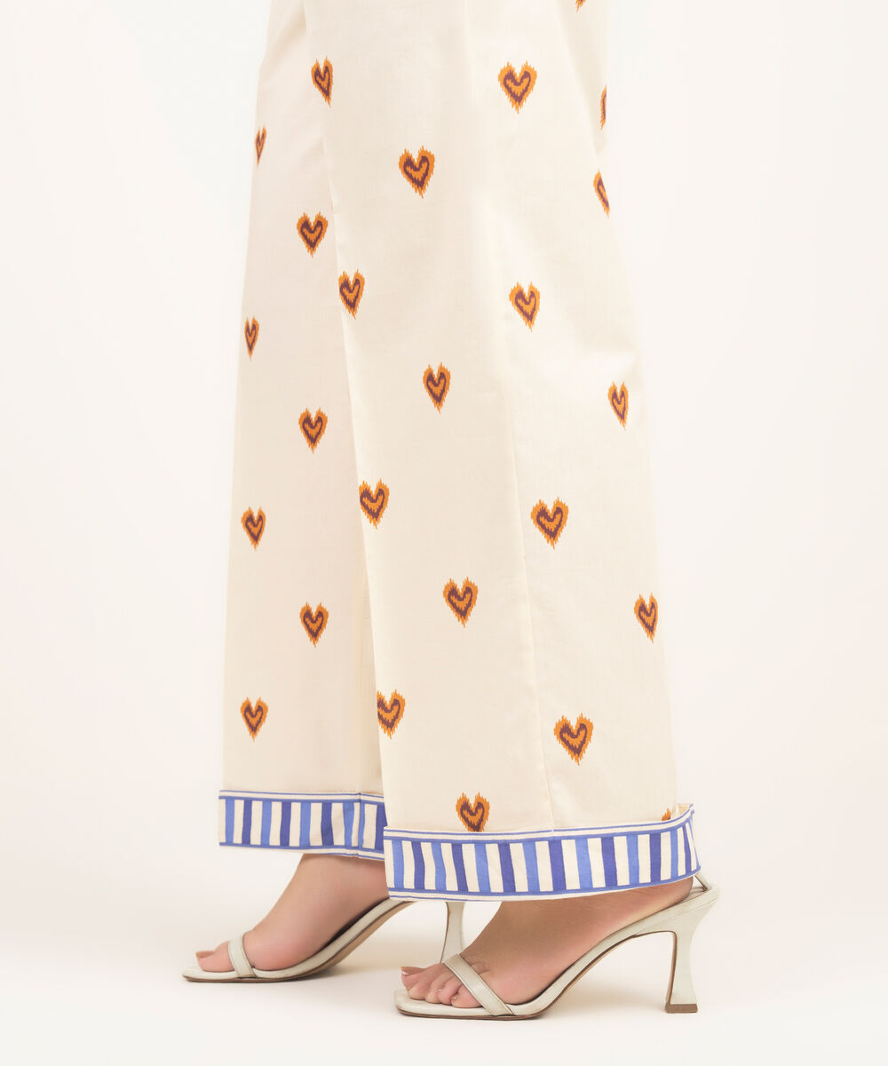 Women's RTW Cambric Printed Off White Culottes