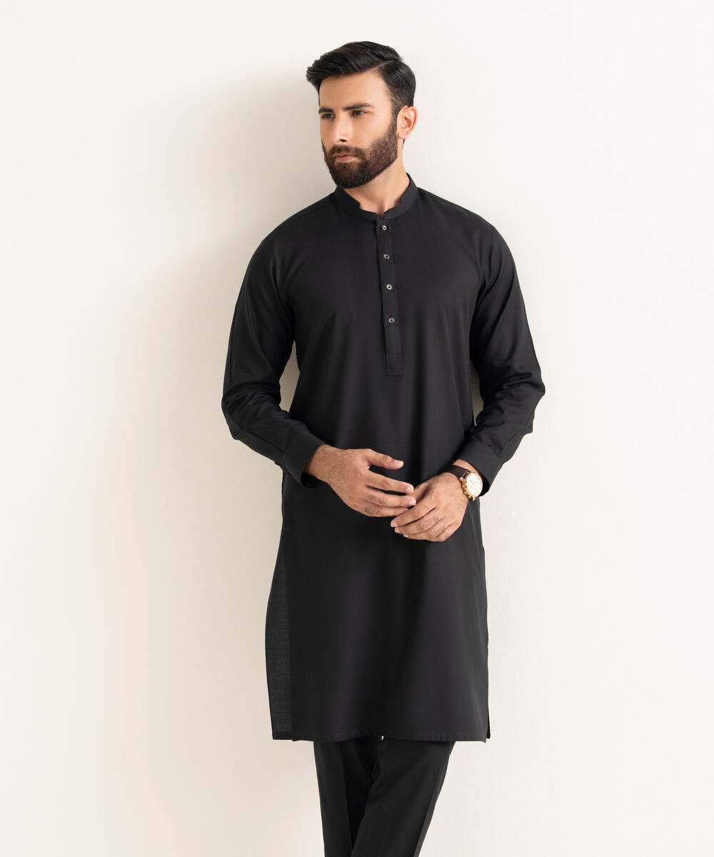 Men's 100% Cotton  Plain Black Kurta Trouser
