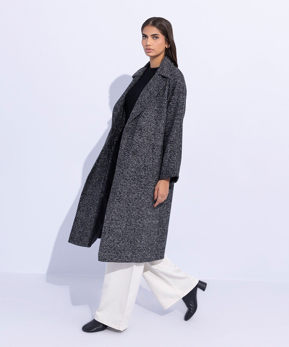 Woman - Black Oversized Raglan Coat