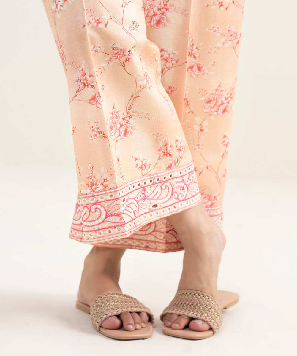 Women's RTW Cambric Embroidered Pink Culottes