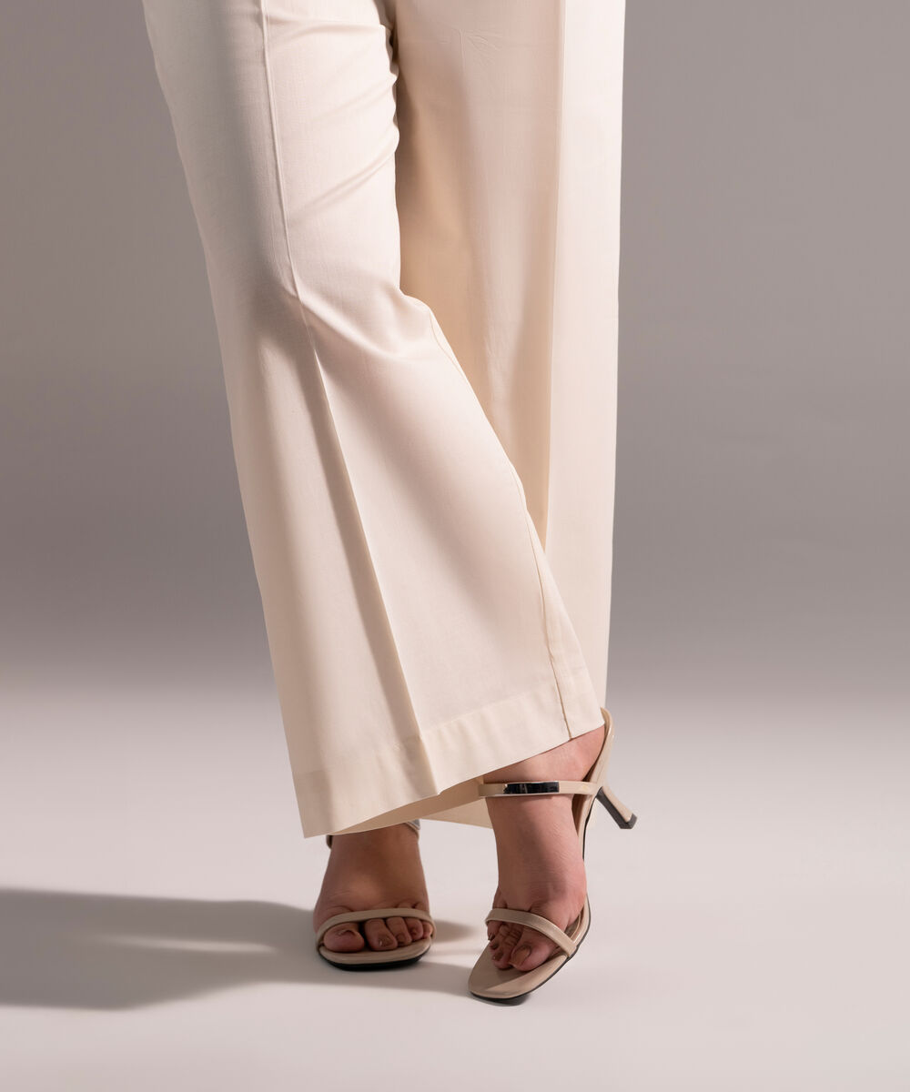 Women's RTW Cambric Solid Off White Culottes