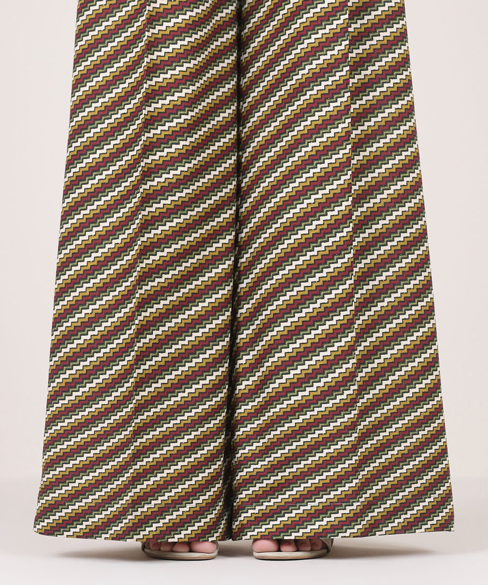 Women's RTW Cambric Brown Printed Flared Pants