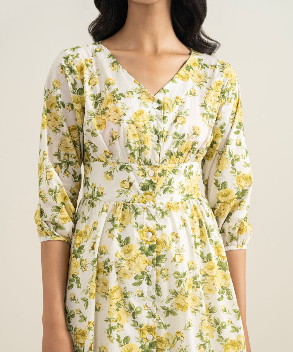 Women's RTW Lawn Printed Mint Green Dress Shirt