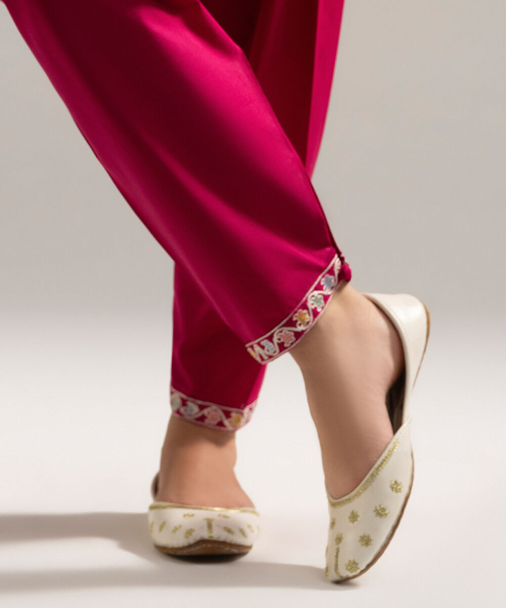 Women's RTW Cambric Embroidered Pink Shalwar