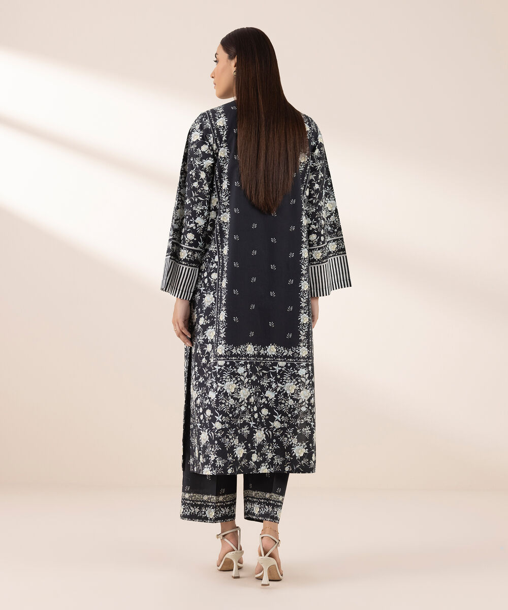 Women's RTW Cambric Black Printed A-Line Shirt