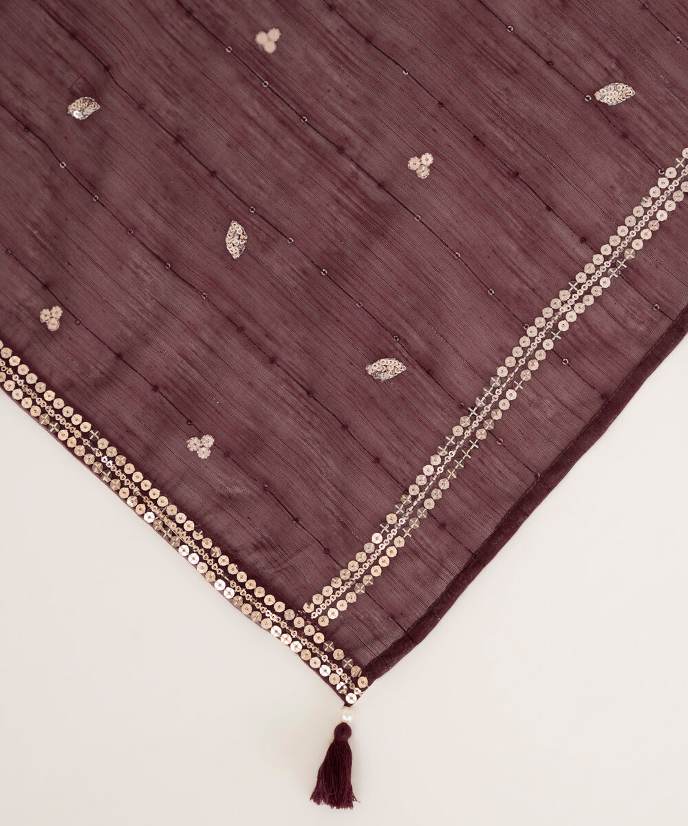 Manaar Embroidered Maroon Dupatta