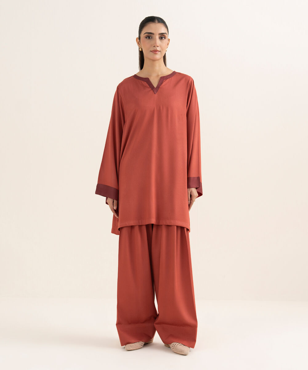 Women's RTW Bedford Solid Rust Straight Shirt