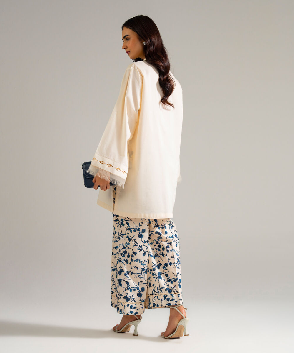 Women's RTW Cambric Solid Off White Straight Shirt