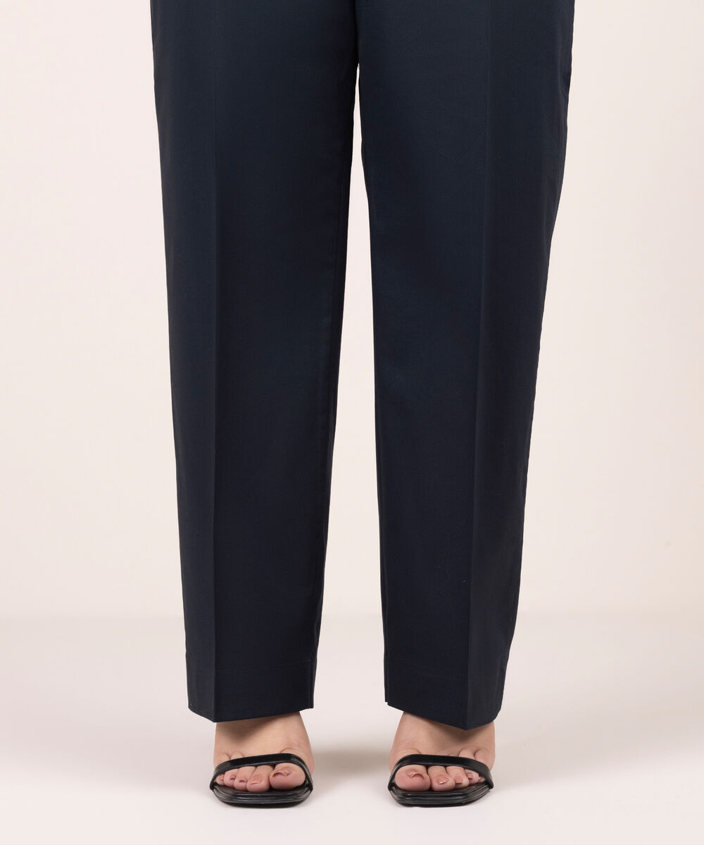 Women's RTW Cambric Solid Black Straight Pants