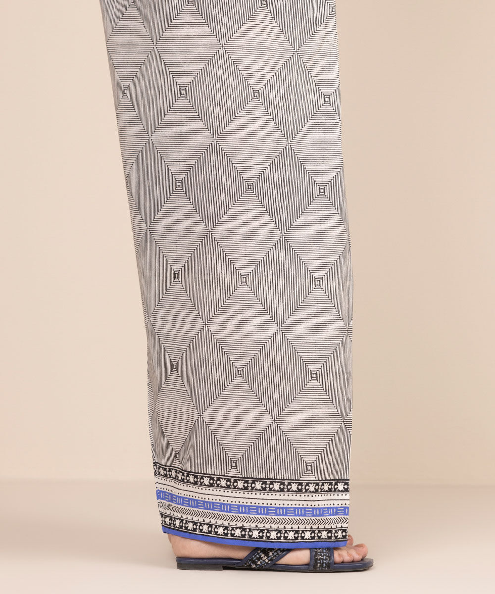 Women's RTW Cambric Grey Printed Farshi Shalwar