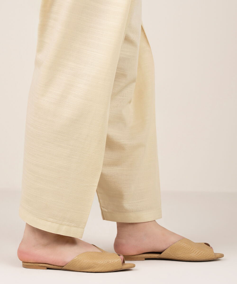 Women's RTW Khaddar Solid Beige Shalwar