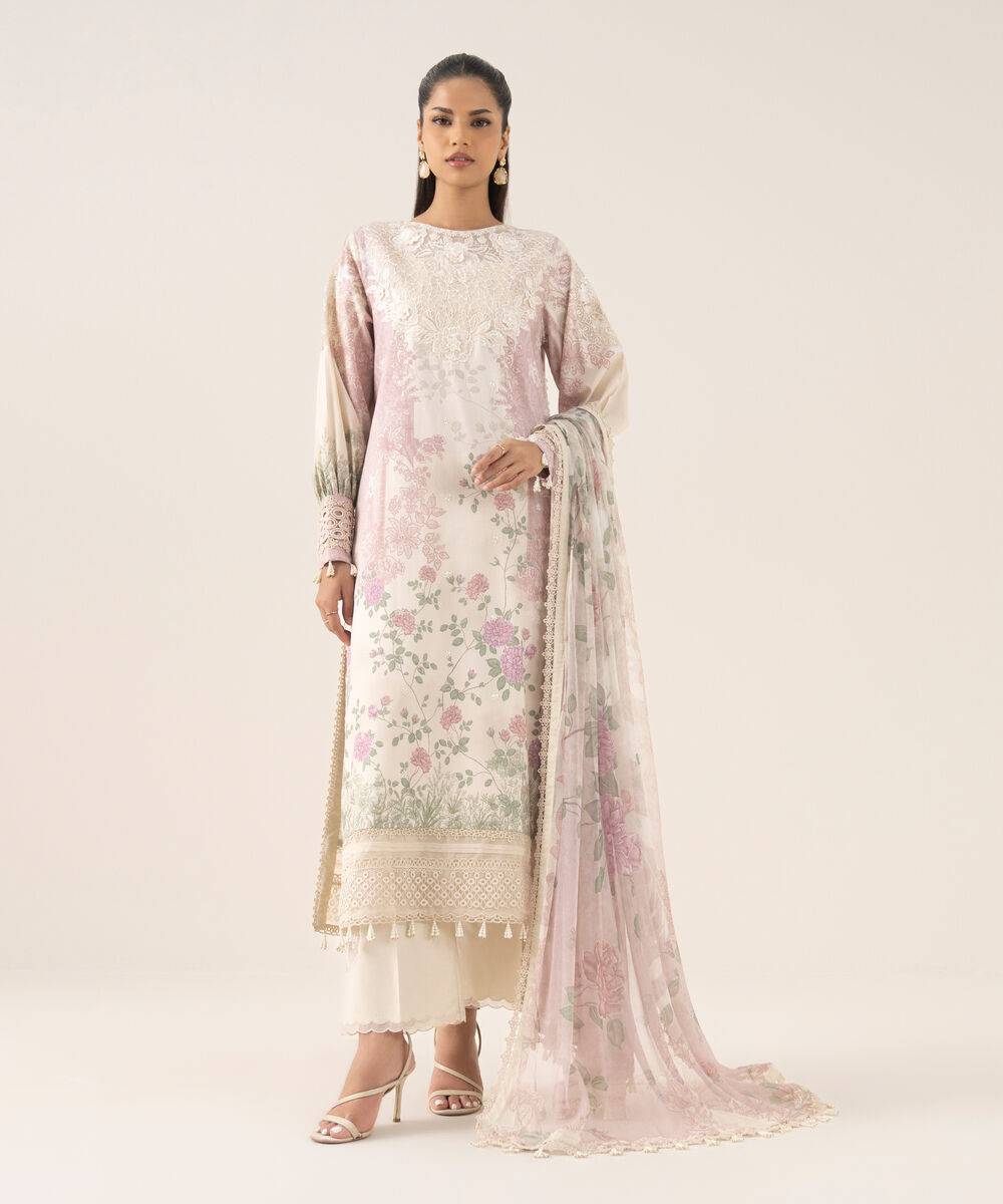 Women's Unstitched Pima Lawn Printed Three Piece Suit