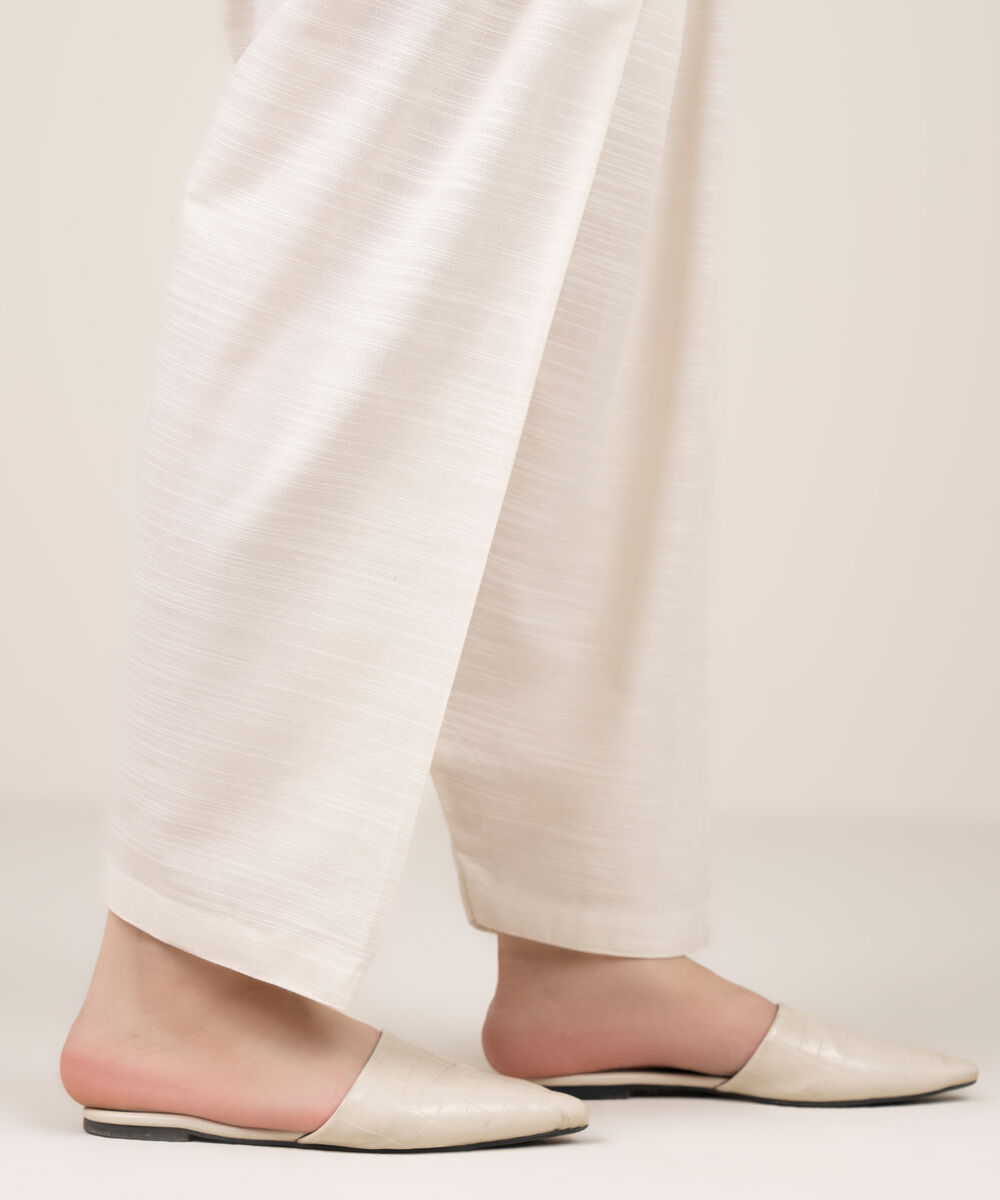 Women's RTW Khaddar Solid White Shalwar