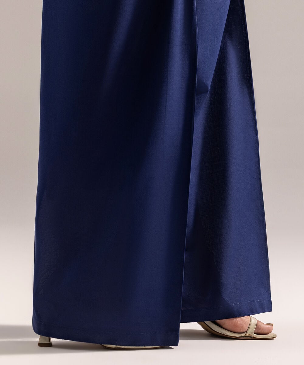 Women's RTW Crosshatch Solid Dark Blue Farshi Shalwar