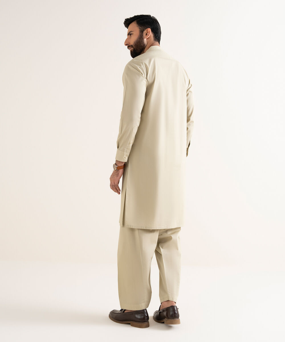 Men's Latha Plain Khaki Kurta Shalwar