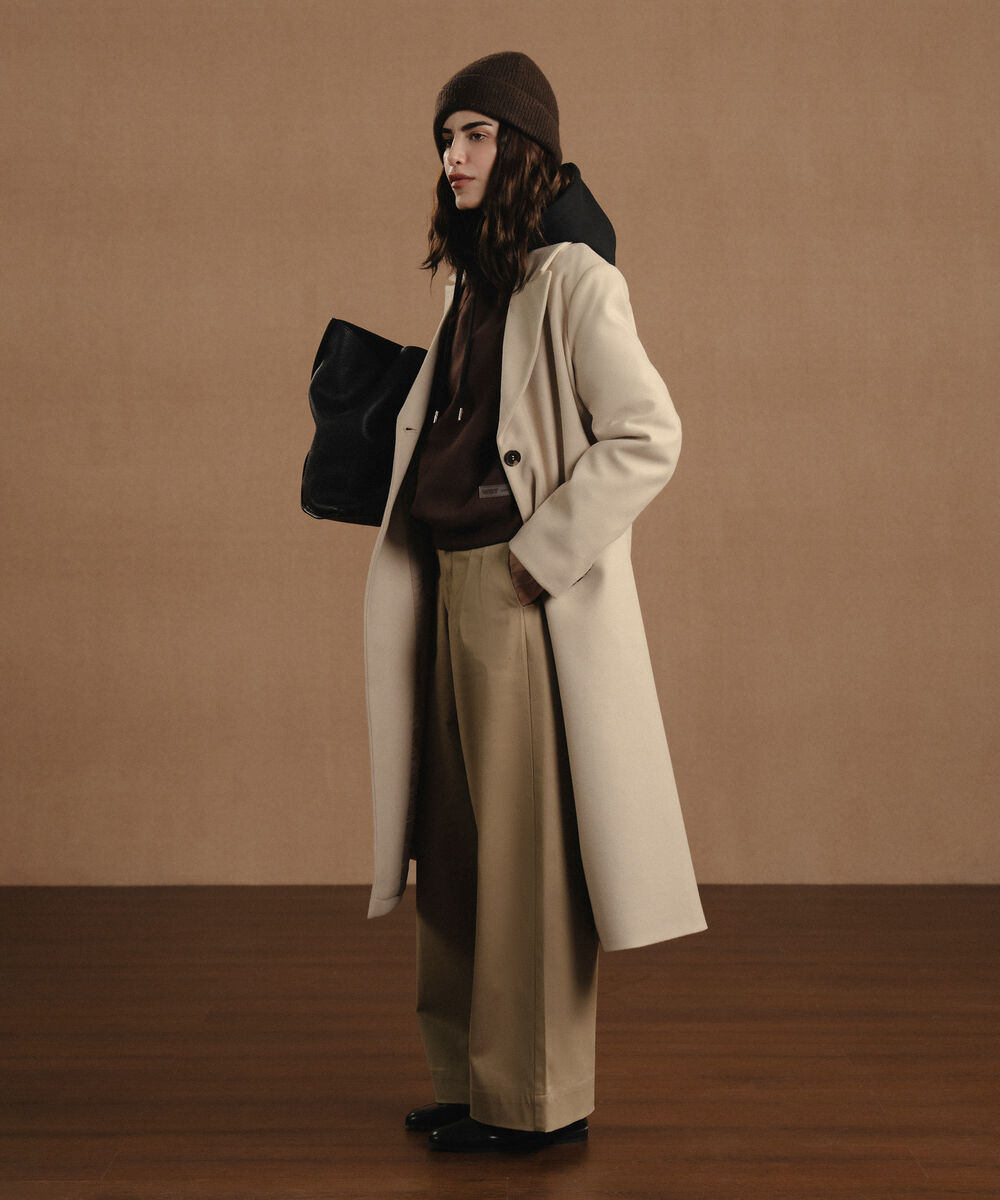 Women's Western Wear Beige One Button Long Coat