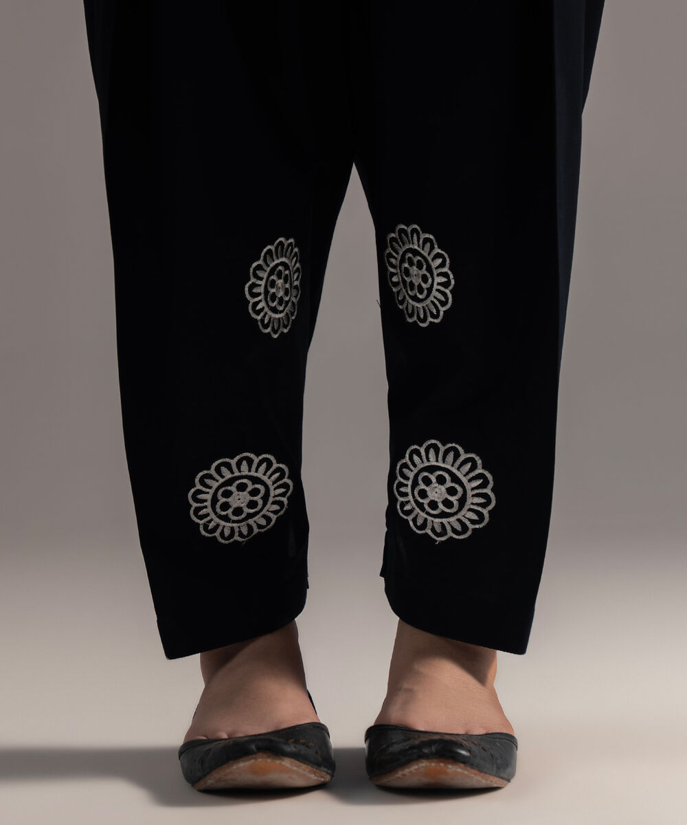 Women's RTW Cambric Solid Black Skinny Shalwar