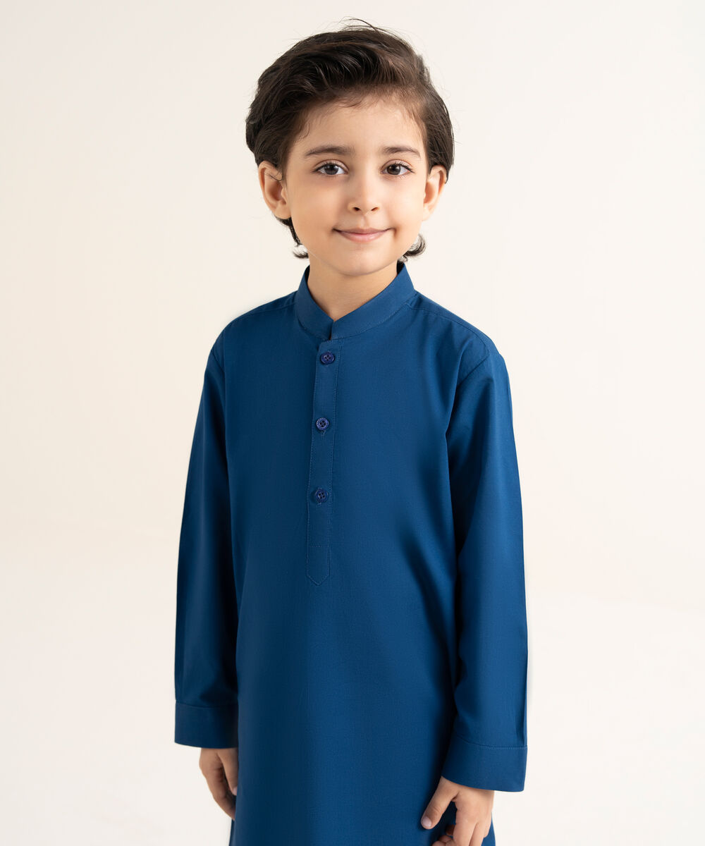 Men's Latha Plain Blue Kurta Trouser