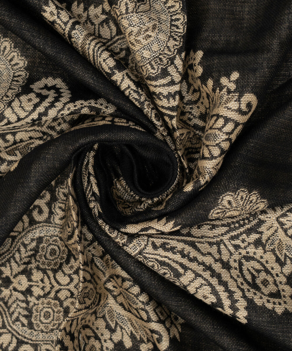 Jacquard Solid Black Shawl