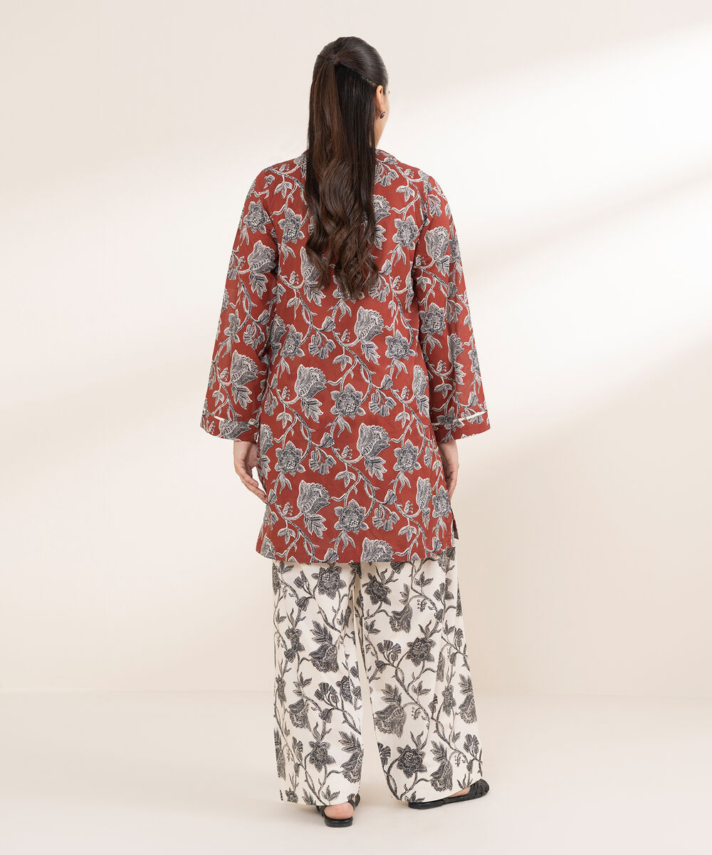 Women's RTW Lawn Red Printed A-Line Shirt