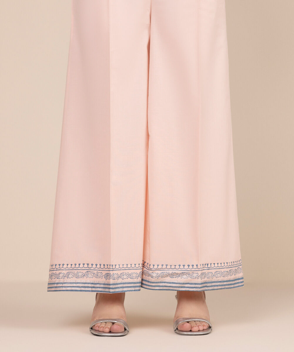 Women's RTW Cambric Pink Solid Flared Pants