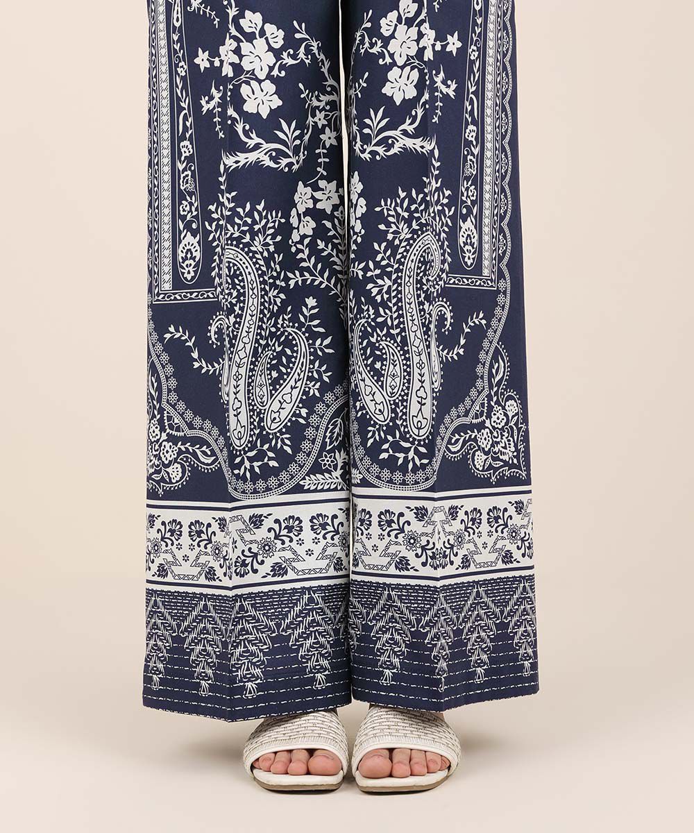 Women's RTW Cambric Blue Printed Culottes