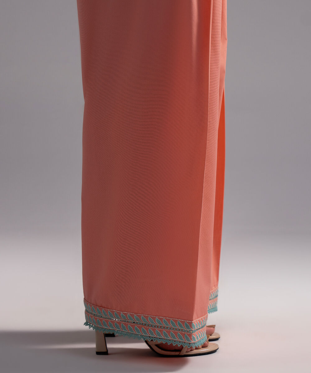 Women's RTW Cambric Embroidered Peach Farshi Shalwar