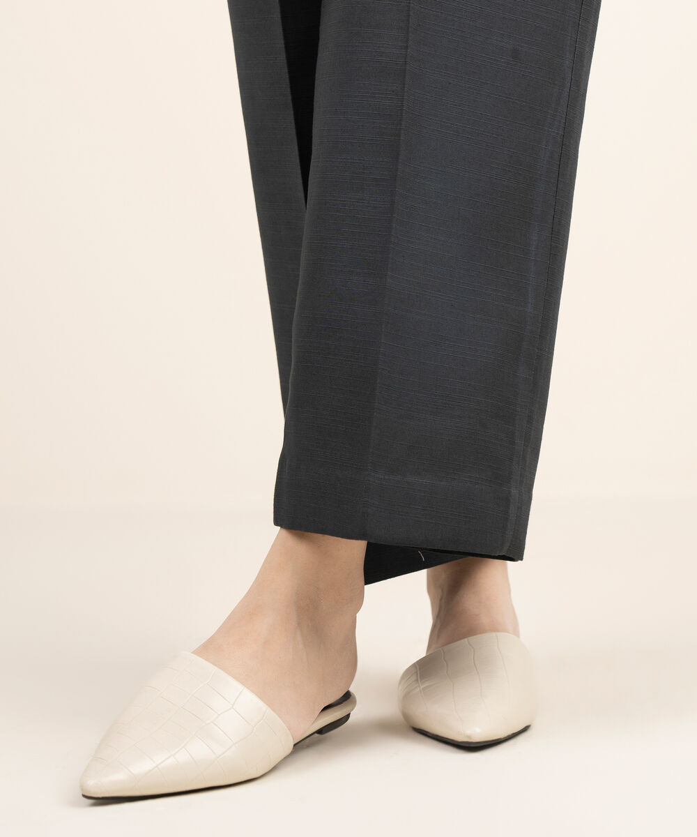 Women's Khaddar Printed Black Unstitched Trousers Fabric