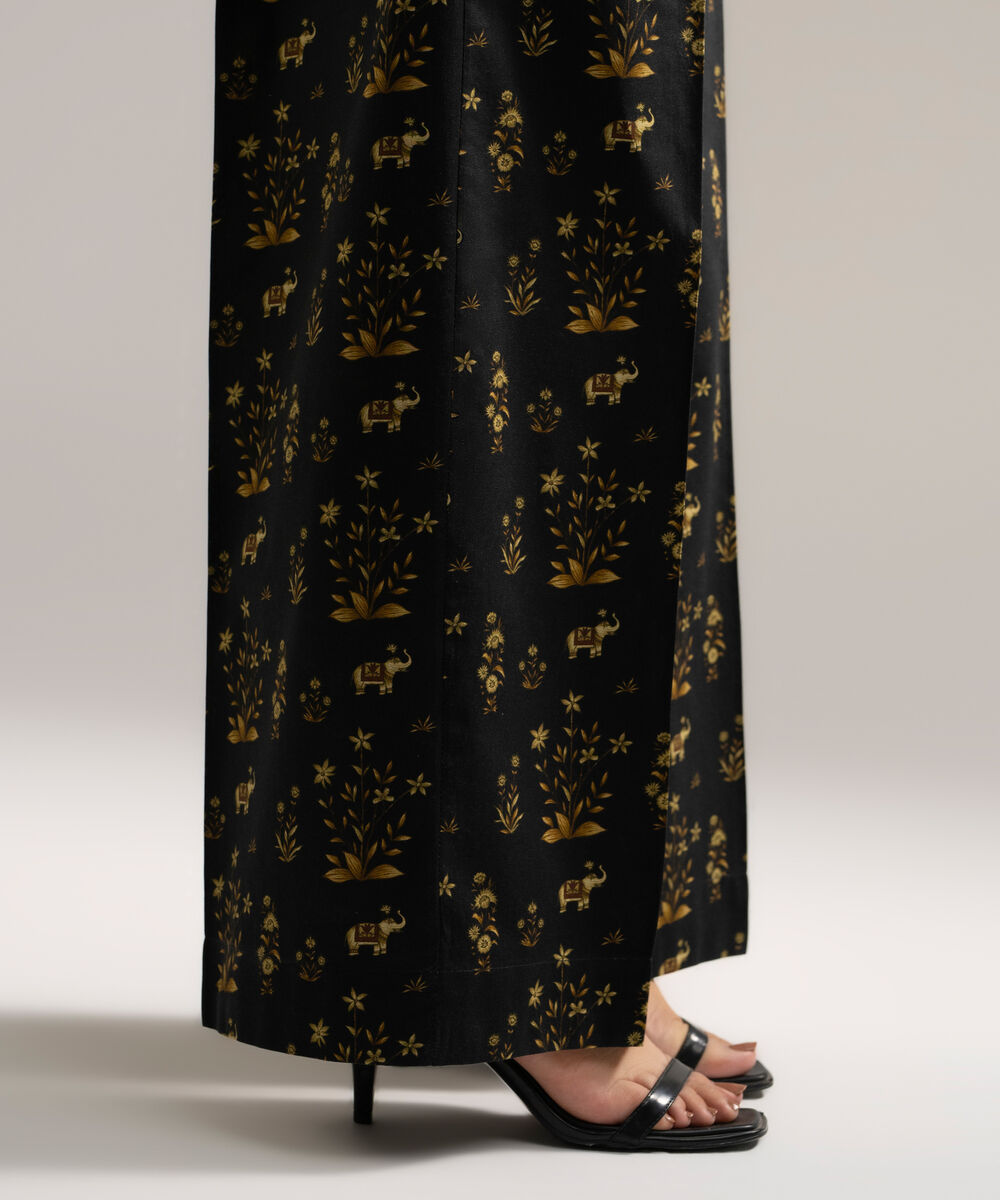 Women's RTW Cambric Printed Black Culottes