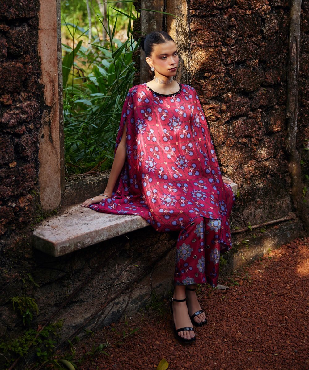 Women's RTW Habotia Grip Printed Purple 2 Piece Suit