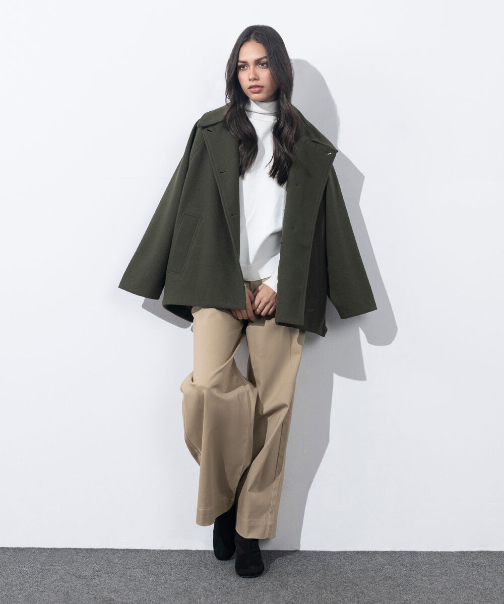 Women's Western Wear Green Oversized Cape Coat