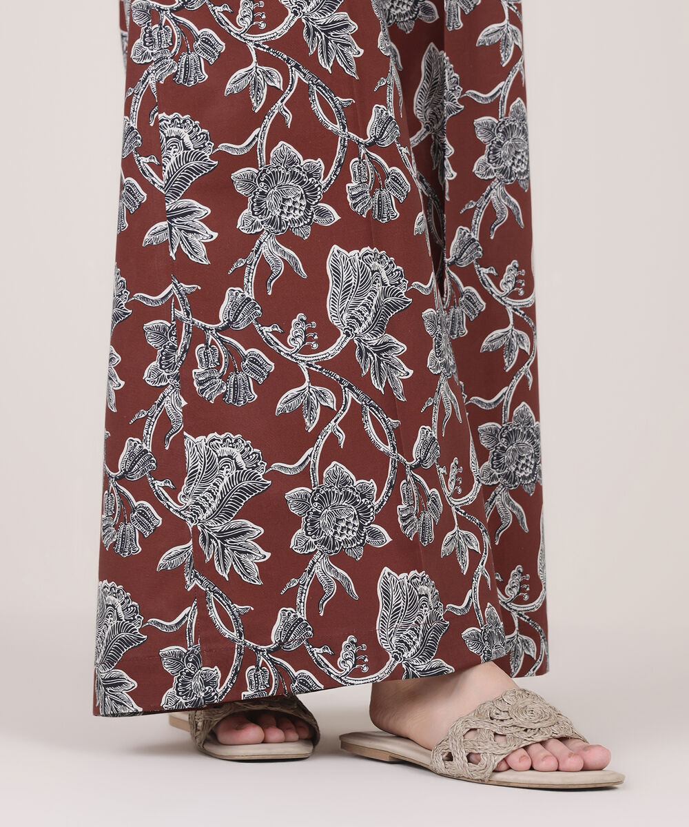 Women's RTW Cambric Red Printed Flared Pants