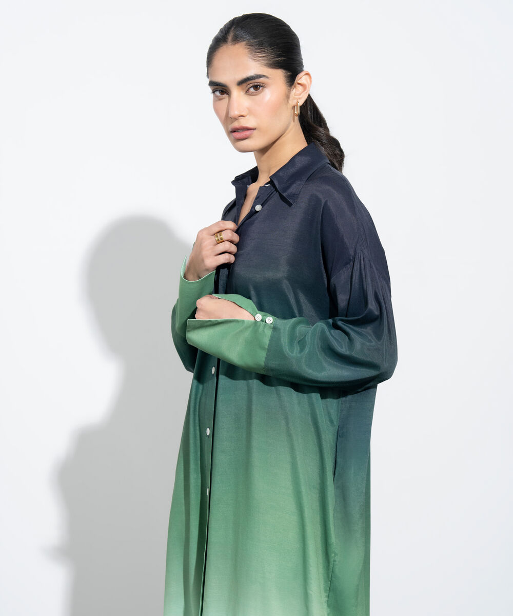 Women's Western Multi Ombre Print Shirt Dress